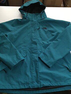 The North Face Womens Jacket Large DryVent Shell Hooded Rain Windbreaker Teal